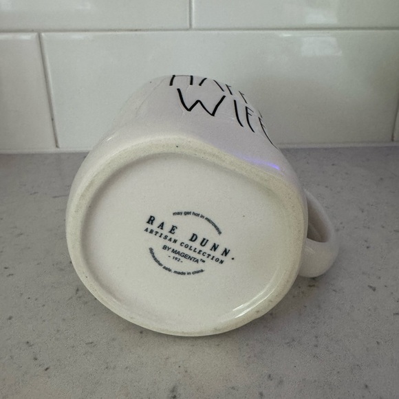 Rae Dunn HAPPY WIFE Cream ivory ceramic coffee tea mug cup 14 oz - Picture 3 of 4